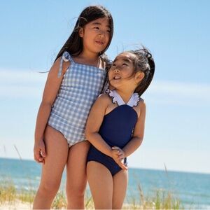 Minnow Girls girls navy & white v-neck crossover one piece nwt